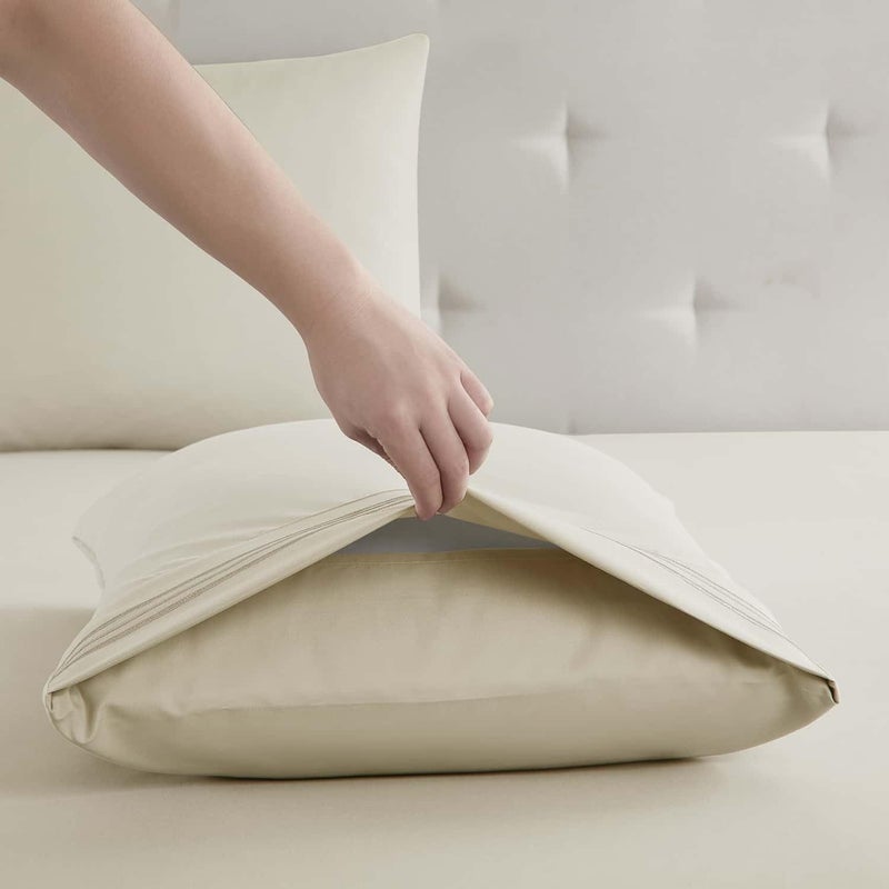 Clara Clark Cal King Sheets, 6 Piece Set - Hotel Luxury Sheets for Cal King Size Bed, Super Soft Bedding Set, Cal King Size, Beige Cream - Image 5